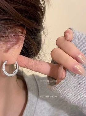 足银990星河耳圈耳环女个性时尚轻奢气质百搭高级感耳饰