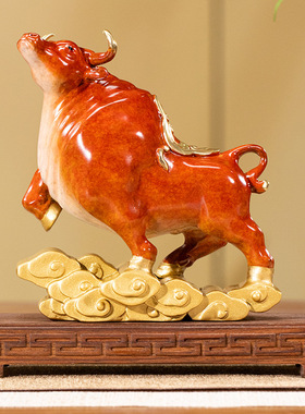 朱炳仁铜 牛气长虹摆件办公室桌面客厅玄关铜牛装饰乔迁礼物