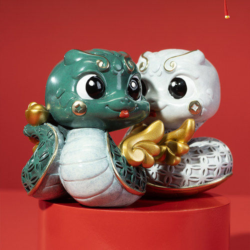 朱炳仁铜 灵蛇定乾坤蛇年生肖摆件生日礼物书桌办公桌面装饰新年 - 图1