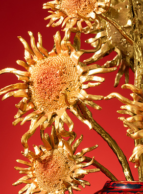 朱炳仁铜向日葵向阳映日光华摆件客厅玄关高级感装饰摆件送礼品