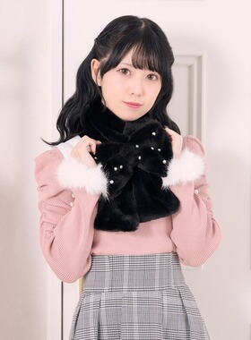 秋冬日系甜美女蝴蝶结围巾