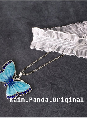 雨熊自制【白昼梦】蝴蝶项链蕾丝项圈亚文化Y2K套装