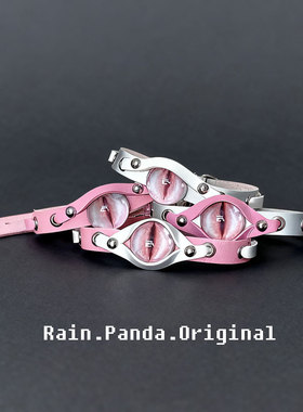 日系手工原创 恶魔红眼皮革CHOKER 赤眼皮革项圈PYTHON蟒