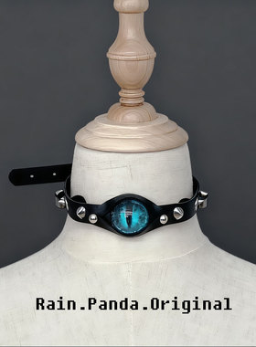日系手工原创 恶魔红眼皮革CHOKER 赤眼皮革项圈PYTHON蟒