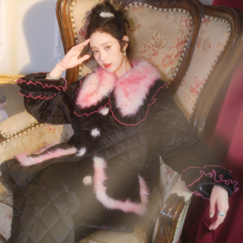 原创豹纹撞色三层加厚夹棉睡衣两件套宽松加绒加棉家居服套装冬新,淘宝优惠券,粉丝福利购,淘宝优惠卷