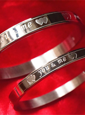 日韩风钛钢情侣学生手链送女友