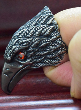 鹰头男士防身钛钢戒指