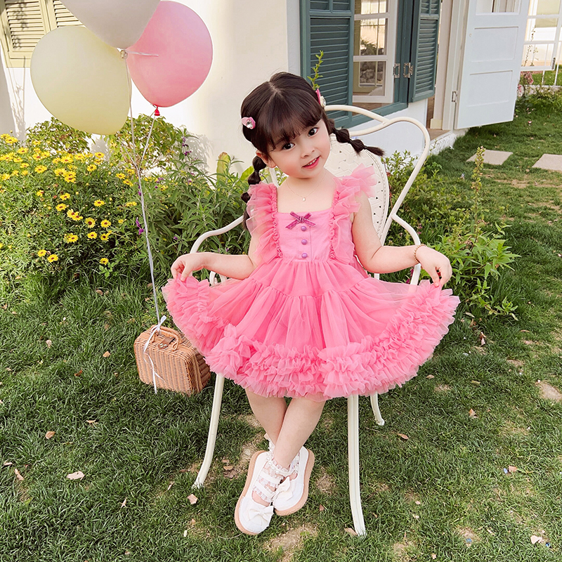 女童新款夏季连衣裙儿童洋气突突tutu裙宝宝网纱蓬蓬收腰蓬公主裙 - 图3