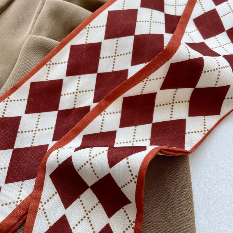 细窄长条小丝巾女复古百搭几何印花绑发绑包装饰飘带丝带双11活动