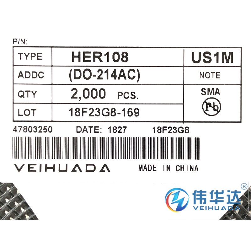 贴片HER107 US1M 超快恢复二极管 SMA DO-214AC UF4007 现货100只 - 图0