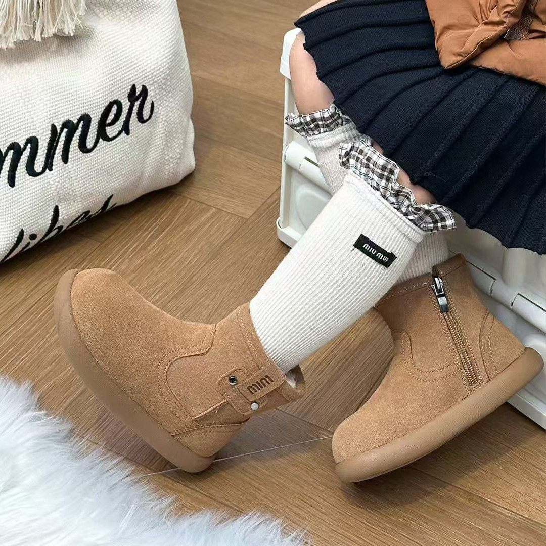 儿童大棉靴子2025冬季新款加厚绒女童雪地靴真皮英伦风男童马丁靴,淘宝优惠券,粉丝福利购,淘宝优惠卷