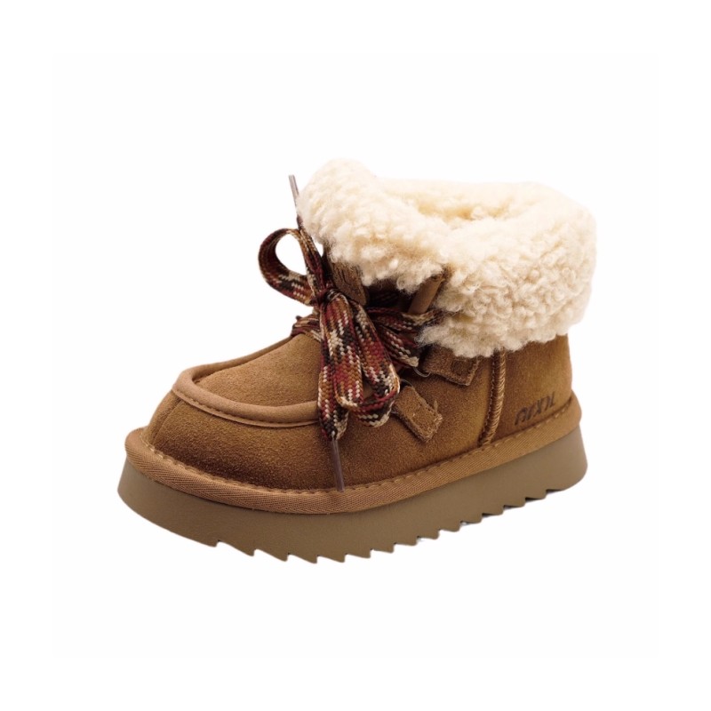 儿童大棉靴子2025冬季新款加厚绒羊羔毛女童短靴真皮保暖男童棉鞋,淘宝优惠券,粉丝福利购,淘宝优惠卷