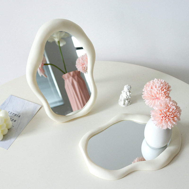 ins奶油色不规则形状镜子镜面云朵饰品拍照道具摄影装饰桌面摆件,淘宝优惠券,粉丝福利购,淘宝优惠卷