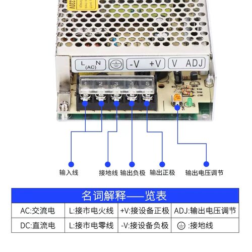 监控220转24V/12V直流5V开关电源S-75/120/250/350/400W变压器DC - 图2