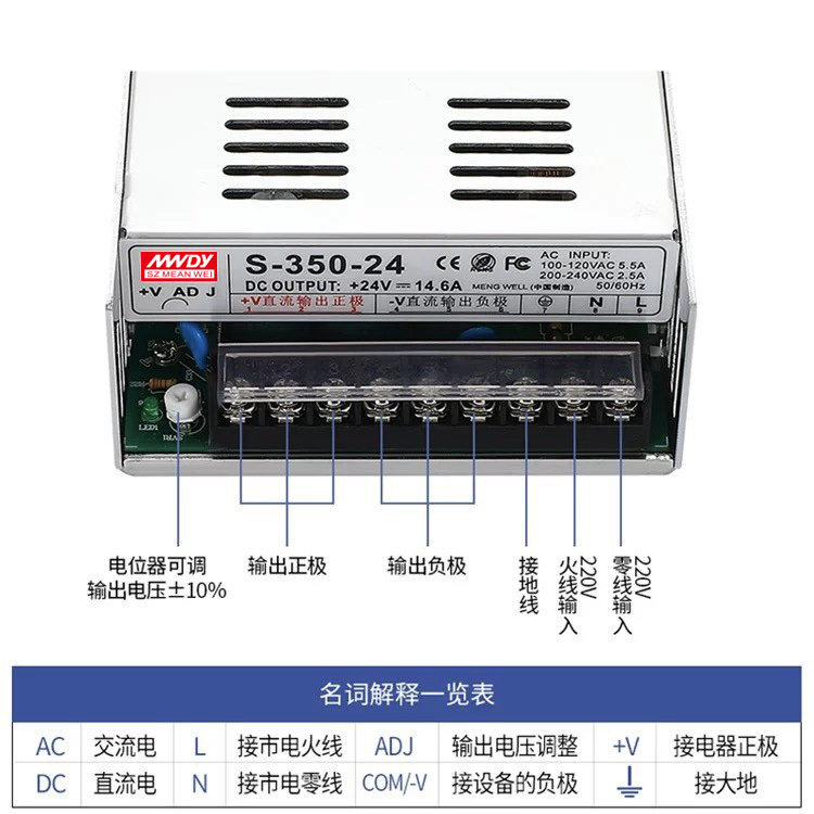 24v10A开关电源220转12v变压器5v直流S-35/75/120/250/350W监控DC,淘宝优惠券,粉丝福利购,淘宝优惠卷