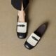 New genuine leather square toe flat shoes niche style