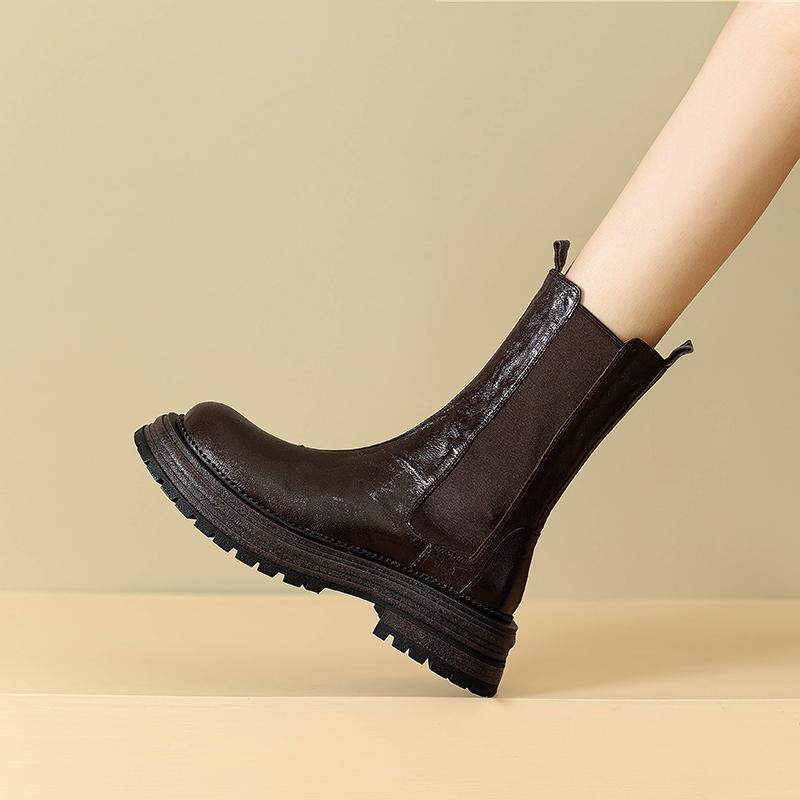 Chelsea boots thick sole sheepskin British style