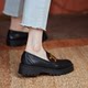 Thick-soled British soft leather soft-soled slip-on loafers for women
