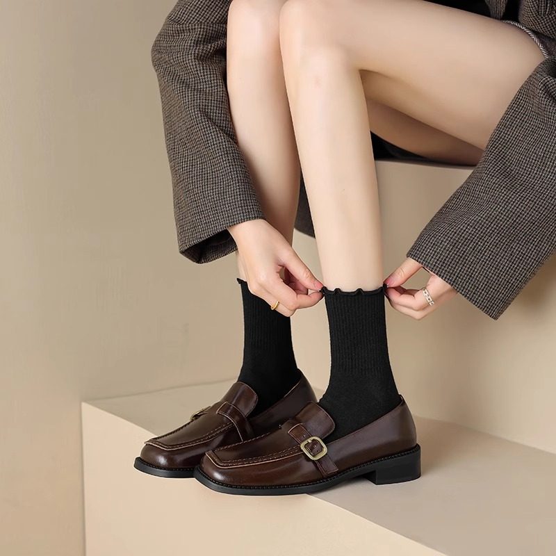 春秋季英伦风乐福鞋女法式低跟软底真皮软皮小皮鞋一脚蹬单鞋方头,淘宝优惠券,粉丝福利购,淘宝优惠卷
