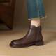 Suede cowhide brown short boots British style