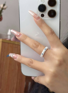 通体S925纯银蓝色锆石戒指女小众设计时尚个性轻奢潮冷淡风食指戒