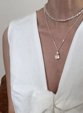 韩系ins风白水晶葫芦长款毛衣链