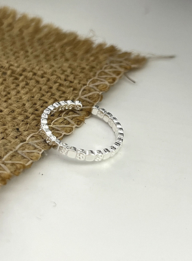 925纯银不规则素圈开口食指戒