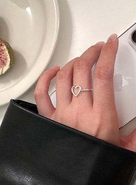 925通体纯银爱心戒指女
