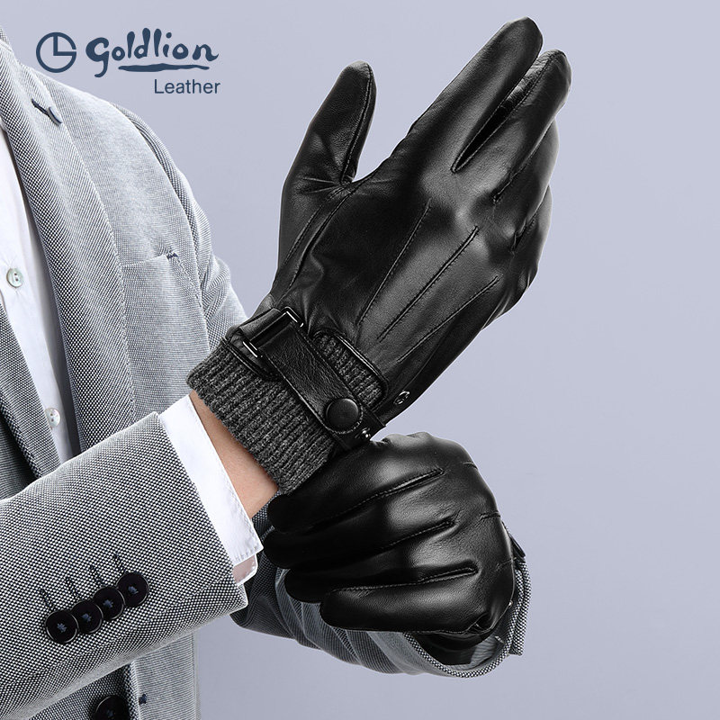 金利来冬季防寒羊皮可触屏手套男加绒保暖户外骑行摩托车真皮手套,淘宝优惠券,粉丝福利购,淘宝优惠卷