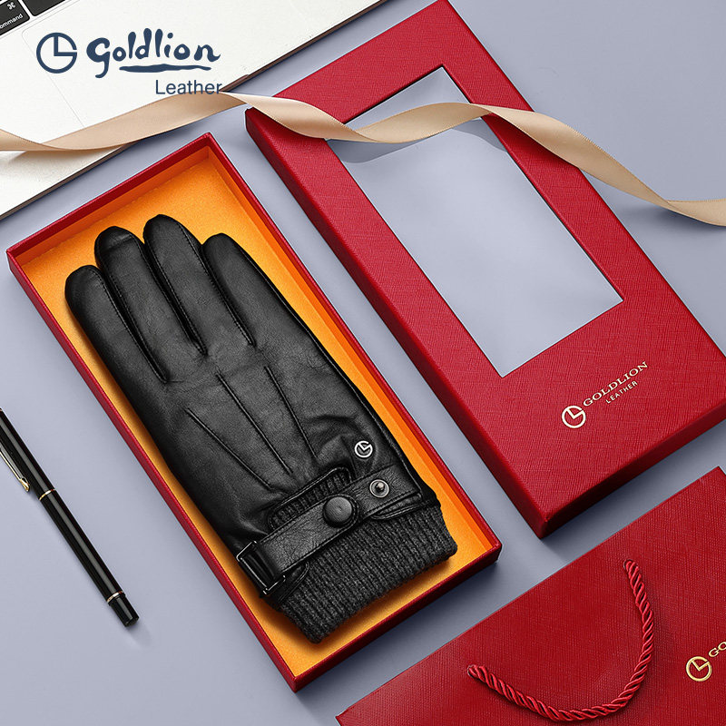 金利来冬季防寒羊皮可触屏手套男加绒保暖户外骑行摩托车真皮手套,淘宝优惠券,粉丝福利购,淘宝优惠卷