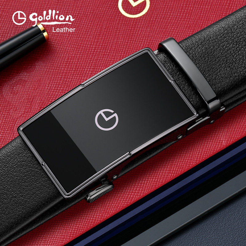 金利来新款皮带男真皮商务时尚男士镜面腰带男自动扣牛皮裤带