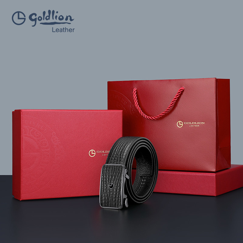 金利来新款轻奢皮带男真皮商务自动扣腰带头层牛皮西装裤带腰封