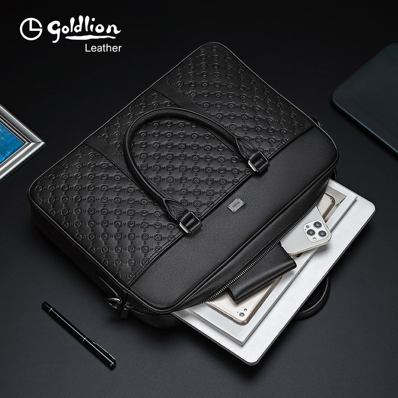 金利来商务真皮手提包压花纹公文包 金利来箱包男士包袋