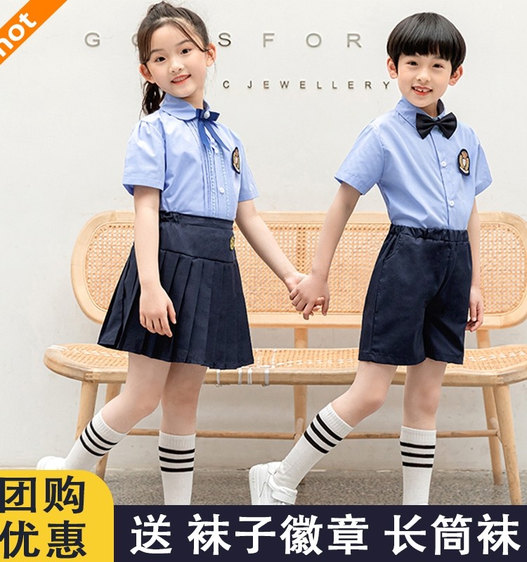 儿童合唱服中小学生诗歌朗诵表演服幼儿园园服英伦风毕业照服装夏-图0