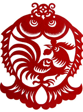 丽豪A4手工红色剪纸画窗花鱼