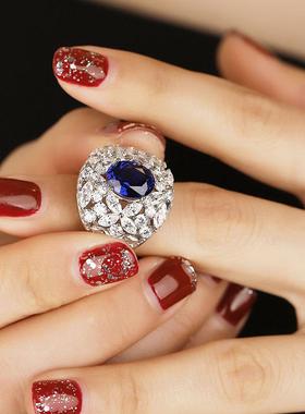 18K金镶嵌培育红宝石戒指高级珠宝首饰定制女款轻奢百搭设计师款