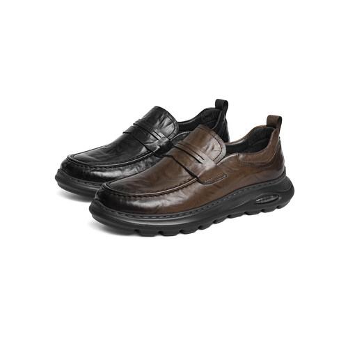 红蜻蜓休闲皮鞋2025秋季新款男鞋厚底增高商务男士正装皮鞋乐福鞋 - 图3