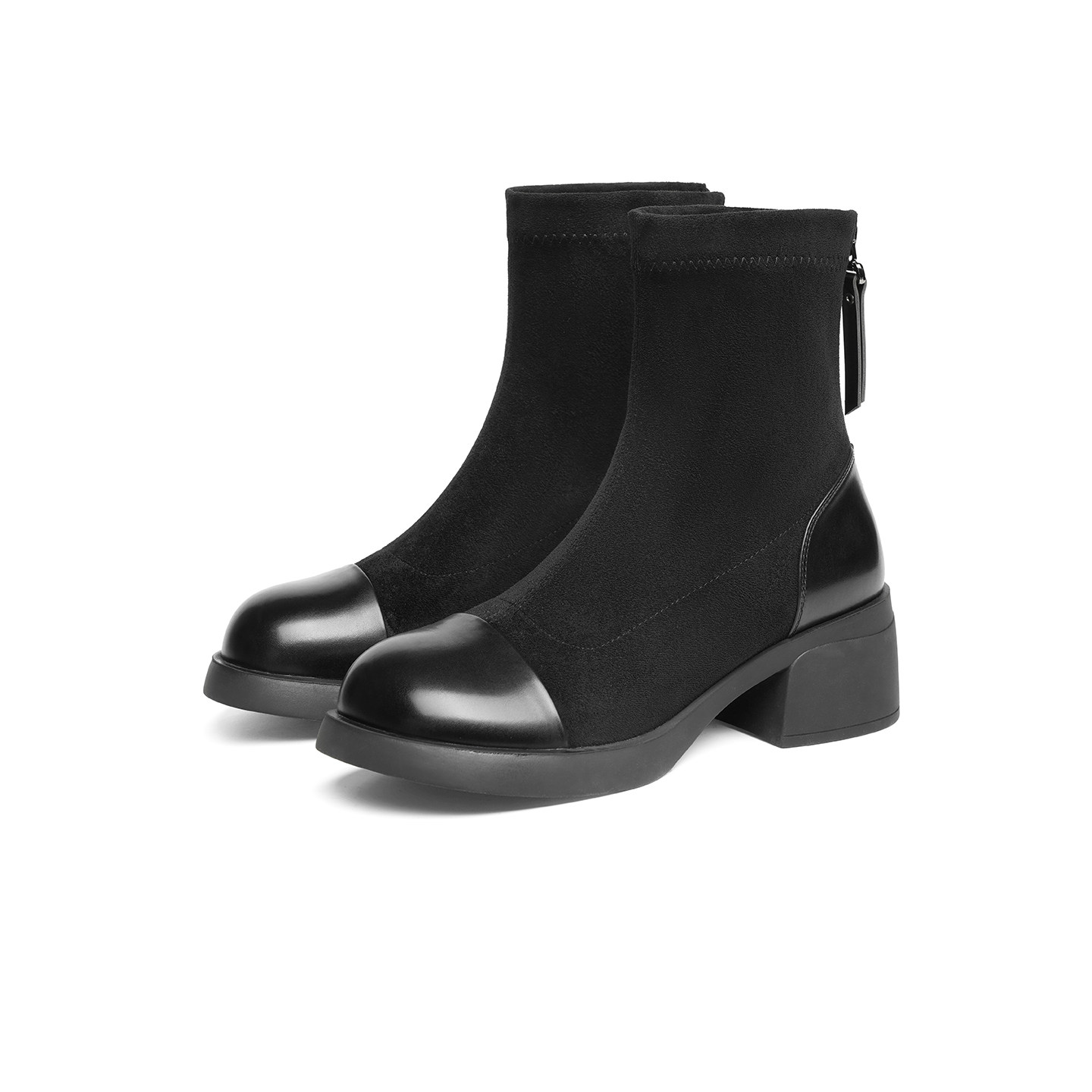 红蜻蜓瘦瘦靴女短靴秋冬季新款女鞋靴子粗跟显瘦女靴黑色弹力靴,淘宝优惠券,粉丝福利购,淘宝优惠卷