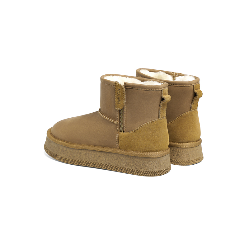 红蜻蜓绒绒雪地靴冬季新款女加绒加厚一脚蹬棉鞋保暖防滑厚底短靴