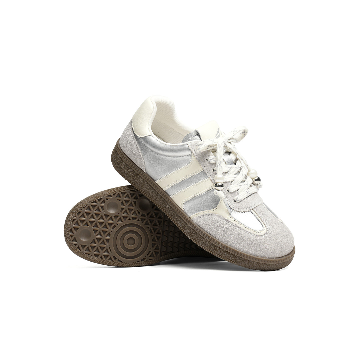 红蜻蜓银色德训鞋女款春秋女鞋鞋子平底休闲板鞋运动跑步阿甘鞋女,淘宝优惠券,粉丝福利购,淘宝优惠卷