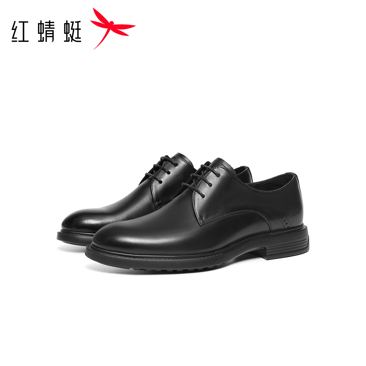 Red Dragonfly formal leather shoes autumn and winter new men's shoes men's lace-up business leather shoes commuter derby shoes genuine leather wedding shoes