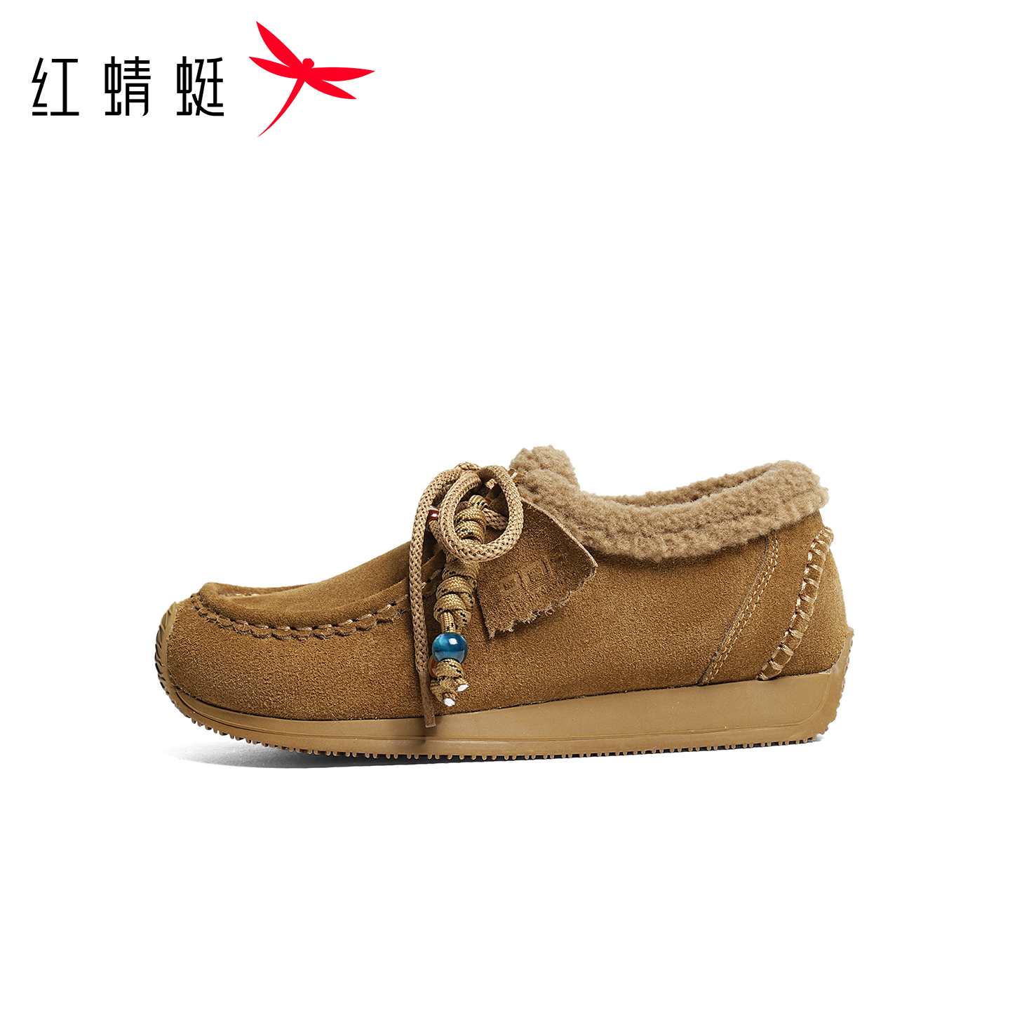 红蜻蜓加绒袋鼠鞋女2025冬季新款女鞋加棉毛毛勃肯鞋子保暖雪地靴 - 图0