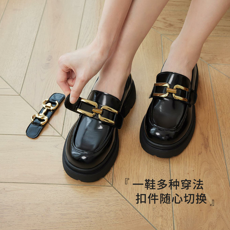 红蜻蜓乐福鞋2022秋季款厚底小皮鞋 红蜻蜓品牌乐福鞋（豆豆鞋）
