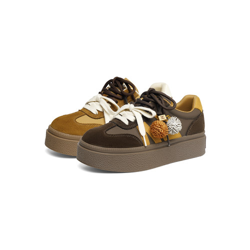 红蜻蜓德训鞋2025秋季新款女鞋厚底增高双系带板鞋休闲运动跑步鞋 - 图3