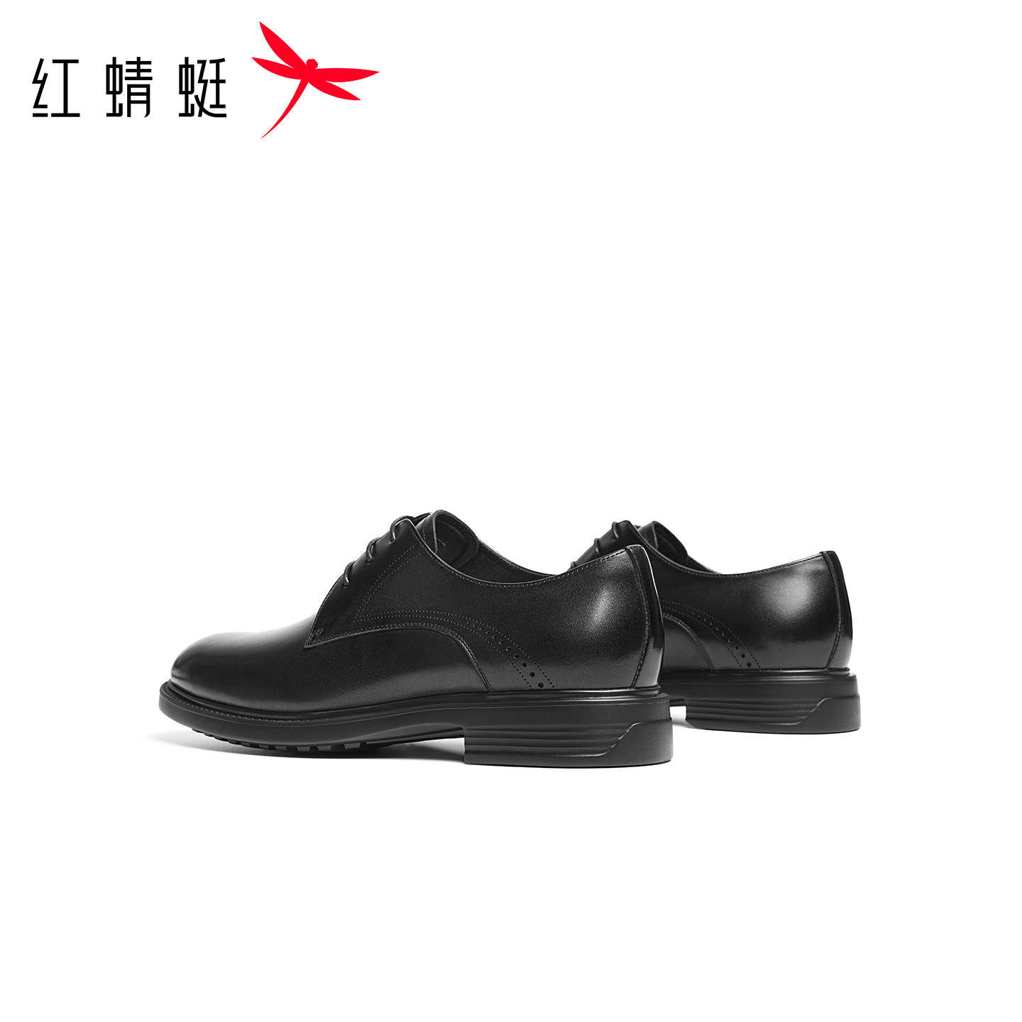Red Dragonfly formal leather shoes autumn and winter new men's shoes men's lace-up business leather shoes commuter derby shoes genuine leather wedding shoes