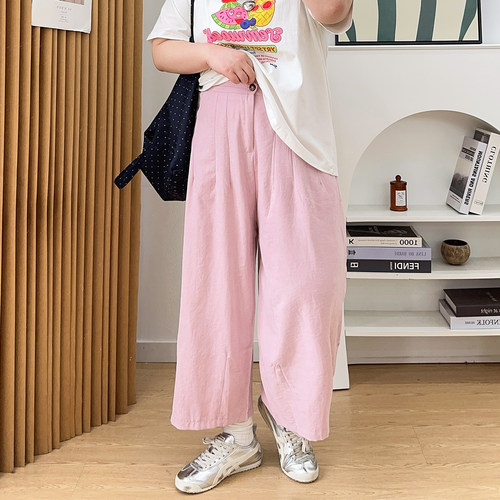 黑色裤子女夏季气球裤休闲大码女装胖mm宽松阔腿裤高腰九分山本裤 - 图1