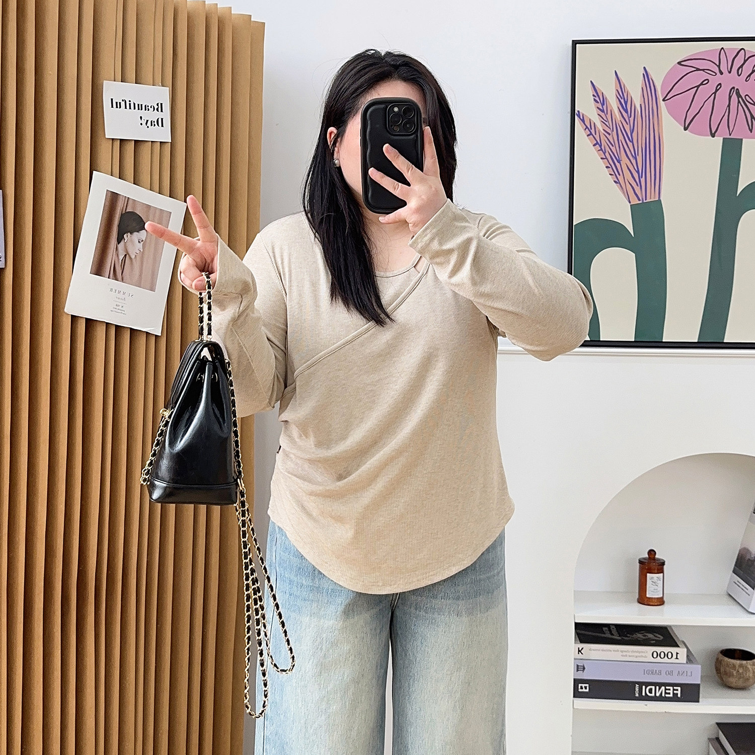 胖mm大码女装镂空T恤长袖简约百搭法式淑女卫衣遮肚子显瘦上衣女,淘宝优惠券,粉丝福利购,淘宝优惠卷