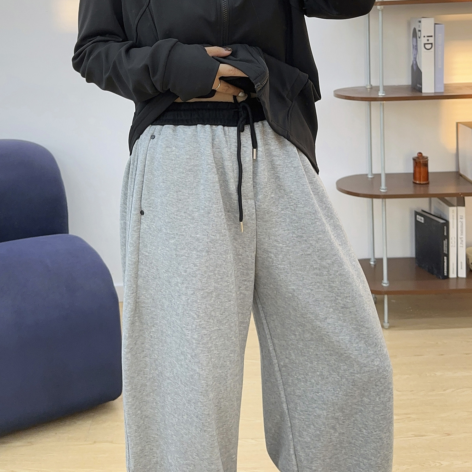 宛宛大码黑色弯刀裤女秋季新款胖mm高腰宽松显瘦阔腿休闲运动卫裤,淘宝优惠券,粉丝福利购,淘宝优惠卷