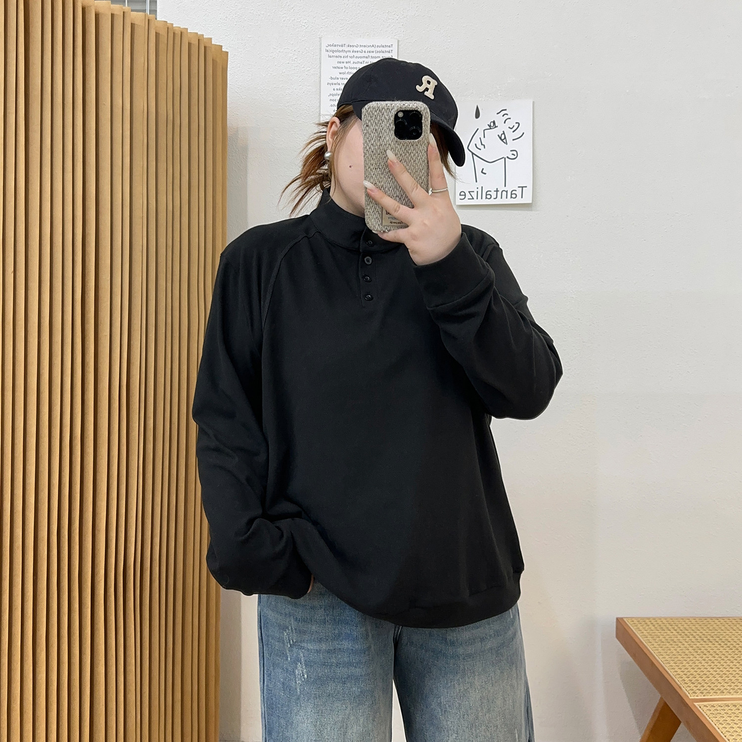 宛宛大码女装胖mm秋冬新款简约内搭扣子休闲半高领德绒打底衫T恤,淘宝优惠券,粉丝福利购,淘宝优惠卷