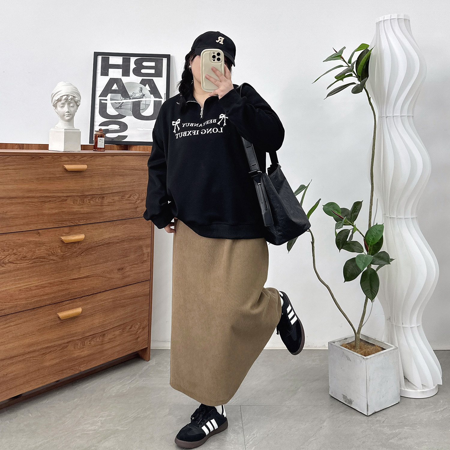 大码高级感气质灯芯绒a字半身裙秋冬季胖mm梨型身材遮胯显瘦裙子,淘宝优惠券,粉丝福利购,淘宝优惠卷